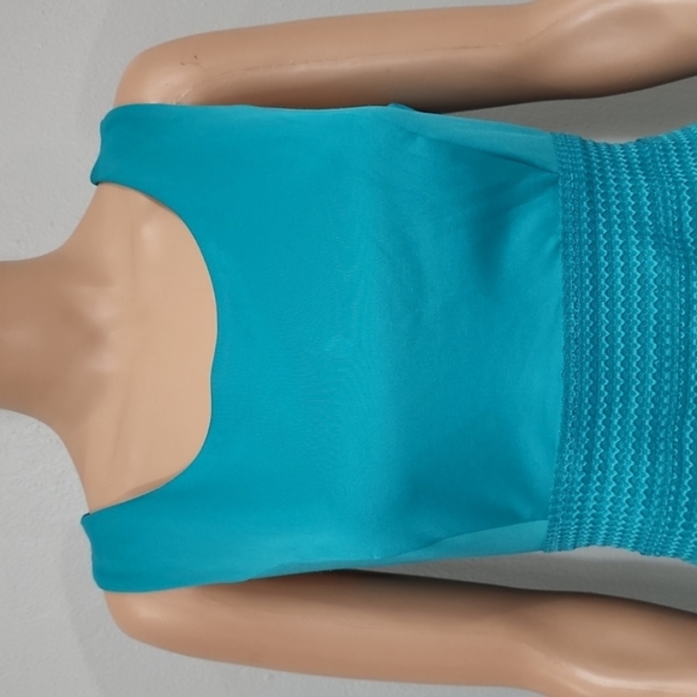 New York company Women's sleeveless stretch knee-length dress Teal blue Size M - Picture 3 of 12
